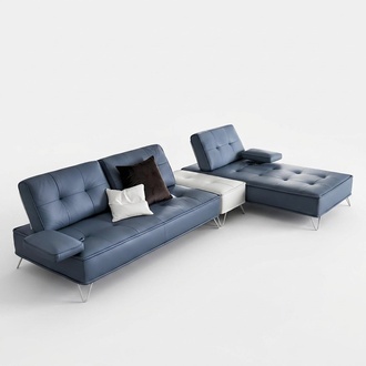 Living landscape couch upholstery textile fabric leather L-shape seat set corner sofa