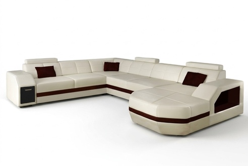 Living room leather sofa couch corner sofa corner unit modern design sofa with USB