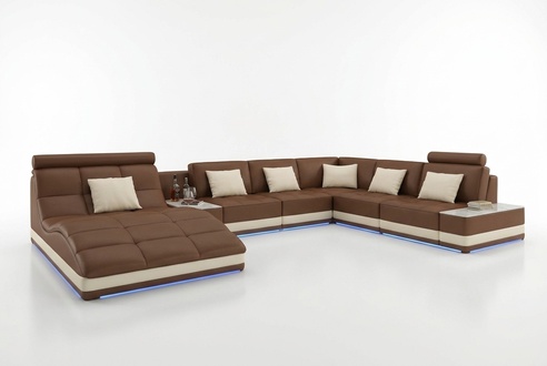 Big XXL lounge suite seat corner cushion leather set couch u shape corner set