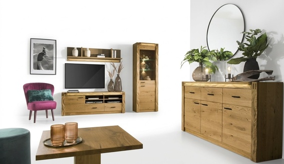 Living Room TV Lowboard Luxurious Furniture Complete Wall Set 4-piece