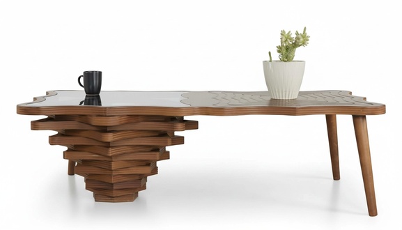 Living room table coffee table freestanding wooden brown modern