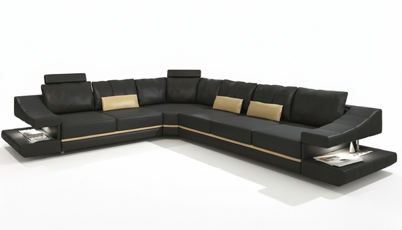 Living Room Textile L Shape Sofas Black NEW Corner Sofa Couch Upholstery Sleeper Sofa