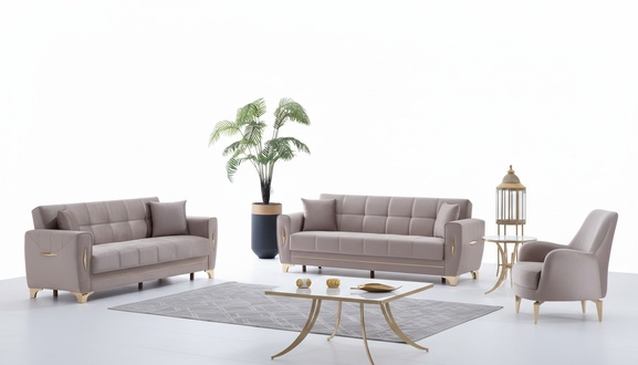 Living Room Textile Sofa Set 3+3+1 Seater Complete Sofas Set Upholstered Furniture