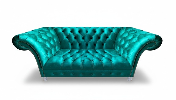 Living room upholstery furniture Chesterfield sofa couch two-seater blue new furnishings