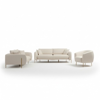 Living Room Upholstered Sofa Set Three Seater 2 Seater Luxurious Textile Armchair