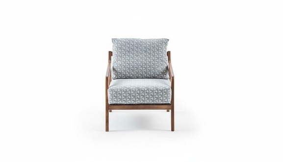 Living Room White Wooden Frame Armchair Roubster Fabric Stylish Single Seater