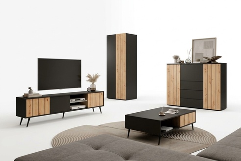 Living Room Wooden Furniture Coffee Table Modern TV Lowboard Luxurious Cabinet Set 4-piece
