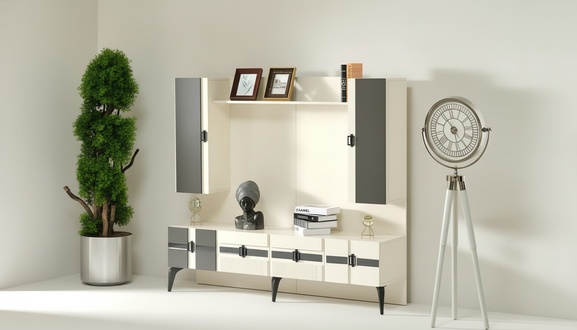 Living room wooden furniture wall wall unit luxury design