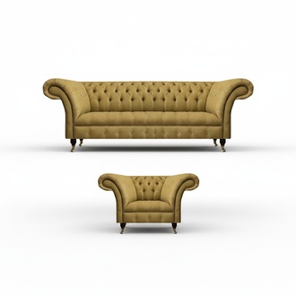 Living room yellow Chesterfield sofa three-seater upholstered chair furniture