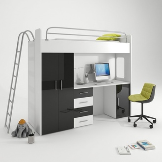 Loft bed bunk bed with wardrobe desk double-decker bed children\'s room