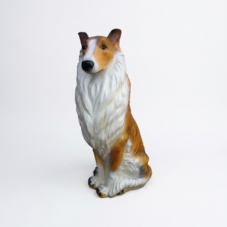 Decorative sculpture designed as rough collie dog figurine 90cm height