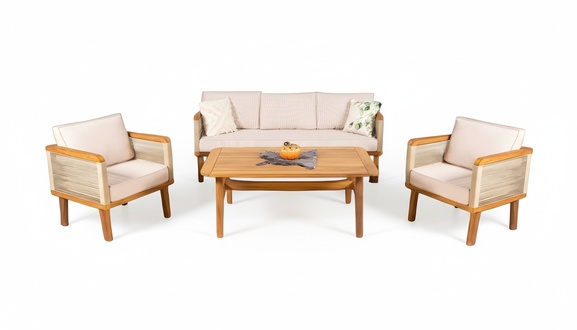 Lounge furniture garden furniture set seating group sofa coffee table armchair beige