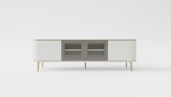 Lowboard Luxury White TV Stand Living Room Modern Design New Wood Furniture Glass