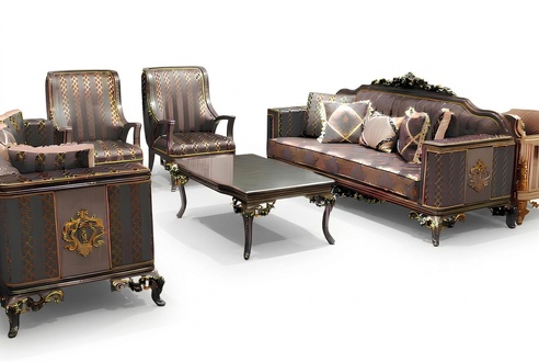 Luxurious 3 Piece Sofa Set Sofa 3 Seater Relax 2x Armchair Deluxe