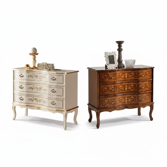 Luxurious beige classic chest of drawers with 3x drawers wood furniture
