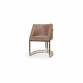 Luxurious Beige Stainless Steel Chair Dining Room Furniture Armrests Single Seater