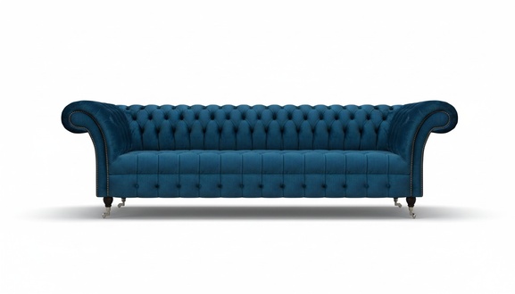 Luxurious Blue Chesterfield Sofa Upholstered Couch Designer Textile Sofa