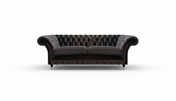 Luxurious Chesterfield Black Two-Seater Living Room Seating Furniture Couch