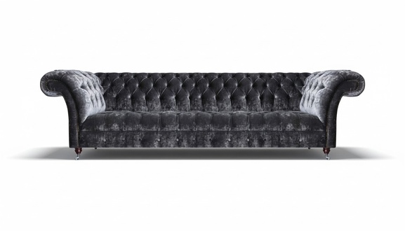 Luxurious Chesterfield four seater designer furnishing textile sofa