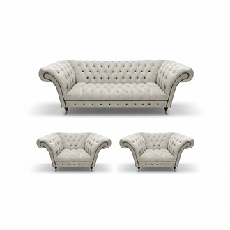 Luxurious Chesterfield furniture designer 2x armchairs modern three-seater