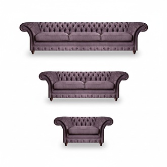 Luxurious Chesterfield upholstery set Elegant three-seater 2-seater armchair