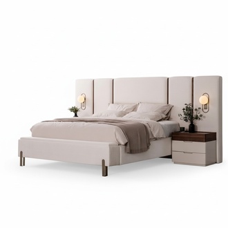 Luxurious complete bedroom furniture set with bed, bench, 2 nightstands, 3 pieces