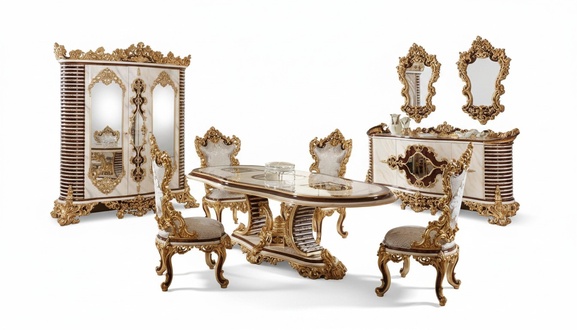 Luxurious dining room set classic dining group wooden furniture style design