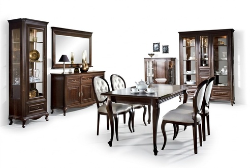 Luxurious furniture dining table 4x chairs classic sideboard stylish 2x display cabinets