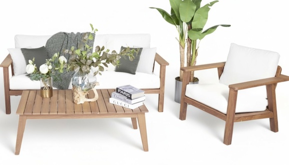Luxurious garden furniture sofa set 3+1 seater coffee table complete seating groups
