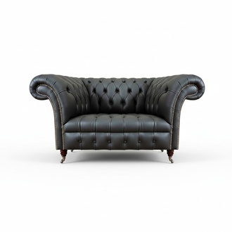 Luxury Gray Two-Seater Sofa Couch Living Room Modern Chesterfield