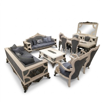 Luxurious Living Room Set 2x 3-Seater Sofas, Two Armchairs and Coffee Table