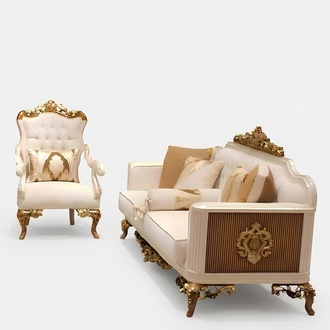 Luxury Living Room Set Exquisite 2 Sofas and Armchairs Design Furniture