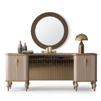 Luxury living room set Modern sideboard glass mirror sideboard