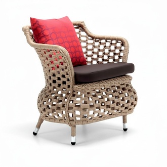 Luxurious modern rattan chair for the terrace, high-quality stylish brown.