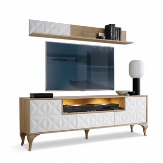 Luxurious set TV sideboard living room wall shelf media furniture complete