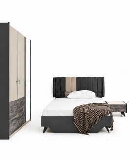 Bedroom Bed Bedside Wardrobe Modern Luxury Setra Set