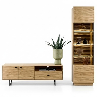 Luxurious TV lowboard living room display cabinet brown media furniture set