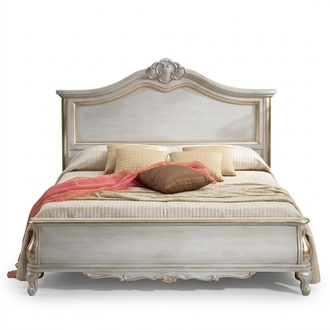 Luxurious Upholstered White Double Bed Frame Bed Wooden Design Luxury