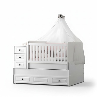Luxurious white baby cot Stylish wooden cot for the nursery new