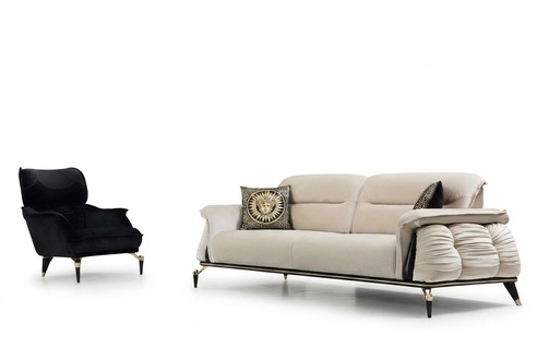 Luxury 2-piece living room set sofa 3-seater with armchair modern design couch