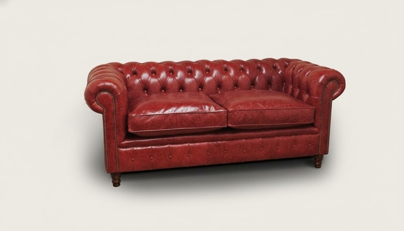 Luxury 2 seater couch upholstery sofa leather fabric couches Chesterfield set red