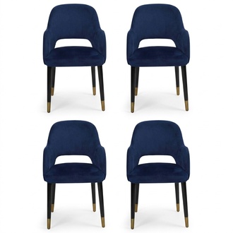 Luxury 4x chairs luxury blue kitchen furniture designer dining room chair wooden furniture