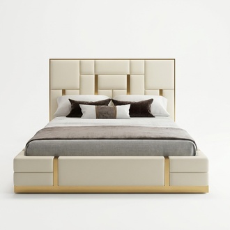 Luxury Bed Bedroom Italian Leather Upholstery Double Beds