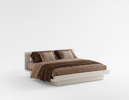 Luxury Bed Beige Modern Upholstered Bed Comfortable Sleeping Stylish Design Bed