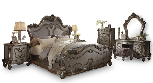 Classic rococo style massive double bed made of real wooden 180x200cm size