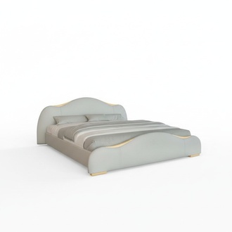 Luxury Bed Frame Modern Design Gray Gold Accents Bed Stylish Headboard