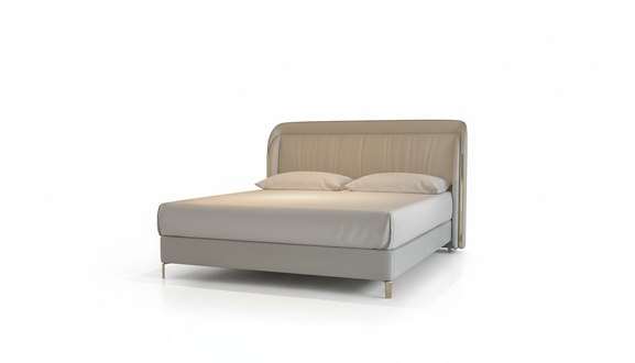 Luxury Bed Frame Modern Design Gray with Gold Elegant Headboard