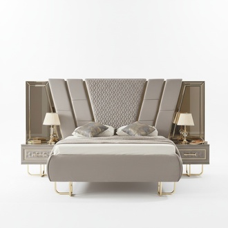 Luxury bedroom bedside table beds bed 3 pieces. Complete set of design furnishings