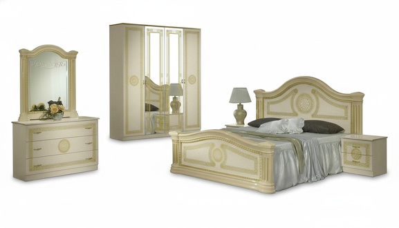 Luxury bedroom classic wooden bed bedside table 6 pieces design furniture set new