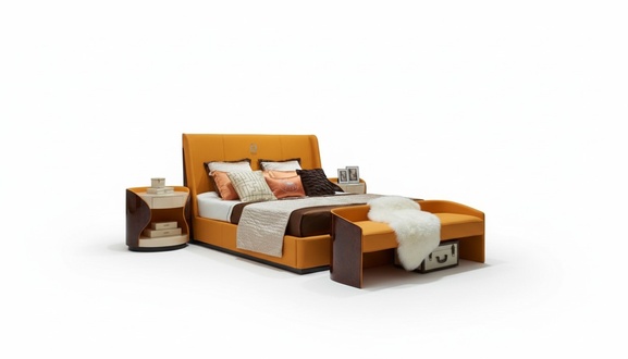 Luxury Bedroom Double Bed Bed 180x200cm Leather New Hotel Beds Bedstead